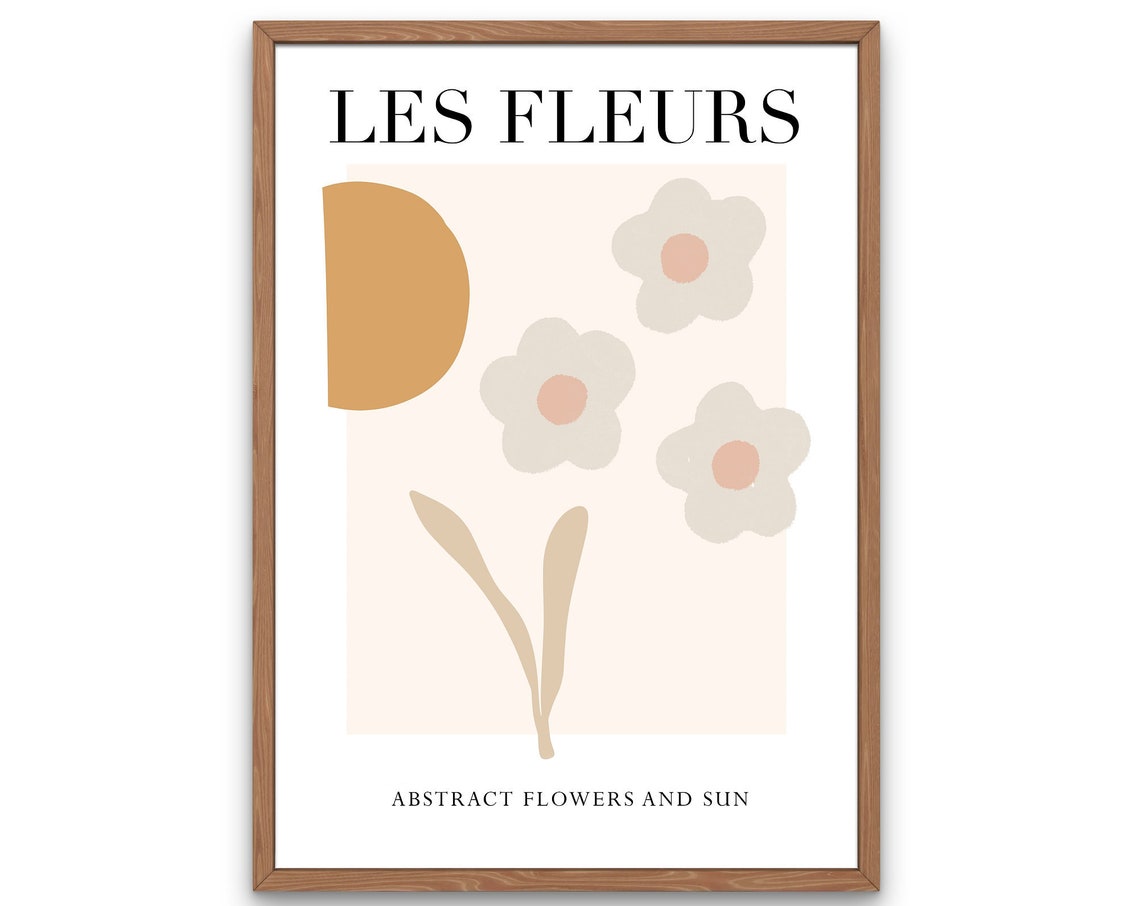 Les Fleurs Abstract Flowers and Sun Matisse Inspired Art Poster