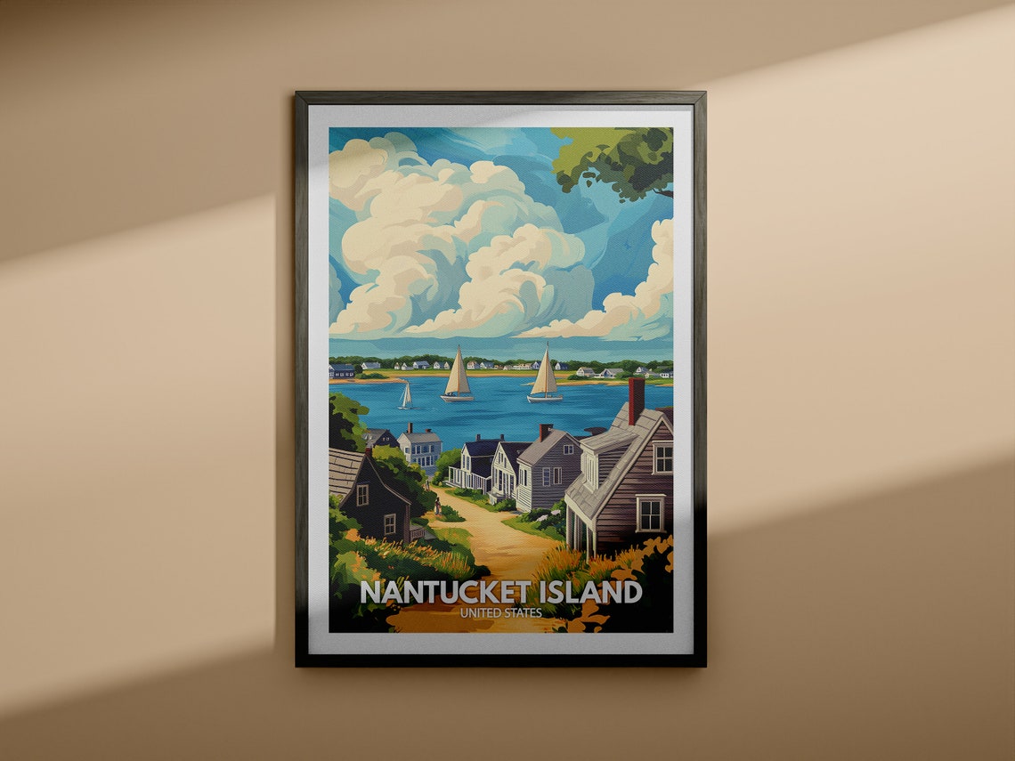 Nantucket Island Print United States Nantucket Island Poster United States Travel Poster Natural Island Wall Art Seaside Art Decor - Image 3