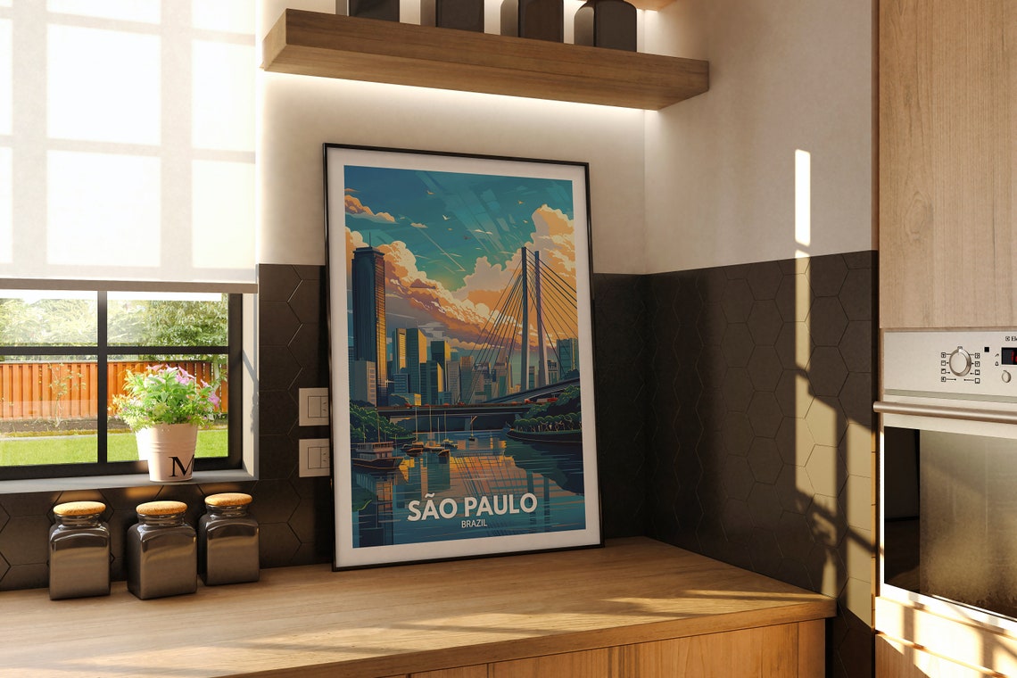 Sao Paulo Travel Print Brazil Sao Paulo Travel Poster Brazil Travel Poster Brazil Cityscape Wall Art Unique City Decor - Image 2