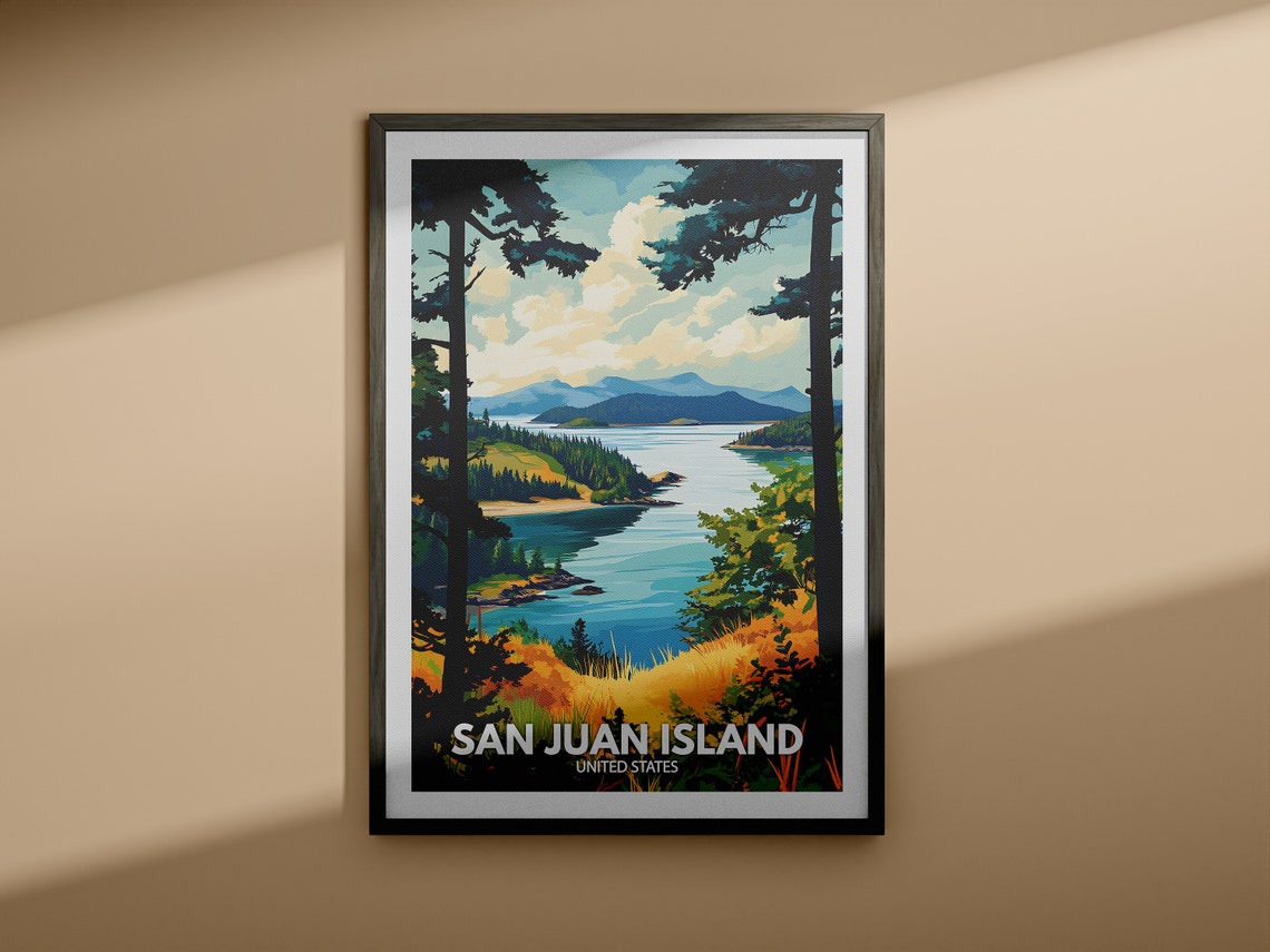 San Juan Island Print United States San Juan Island Poster United States Poster Natural Island Wall Art Seaside Art Decor - Image 3