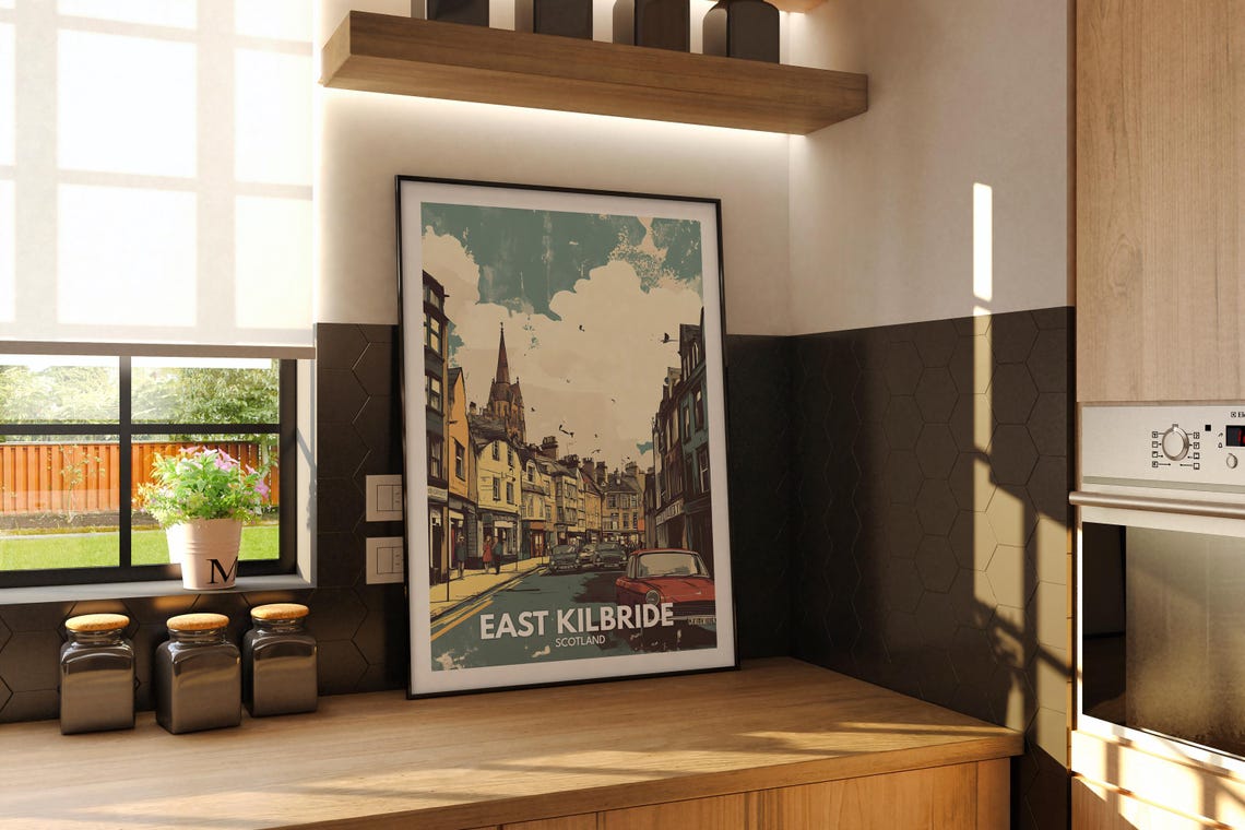 East Kilbride Travel Print Scotland East Kilbride Travel Poster Scotland Travel Poster United Kingdom Wall Art Scottish Art Decor - Image 2