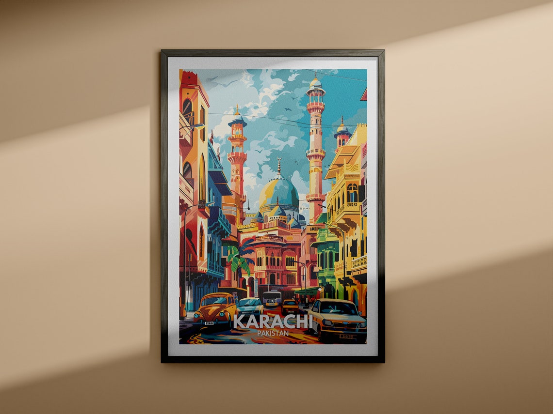 Karachi Travel Print Pakistan Karachi Travel Poster Pakistan Travel Poster Pakistan Cityscape Wall Art Unique City Decor - Image 3