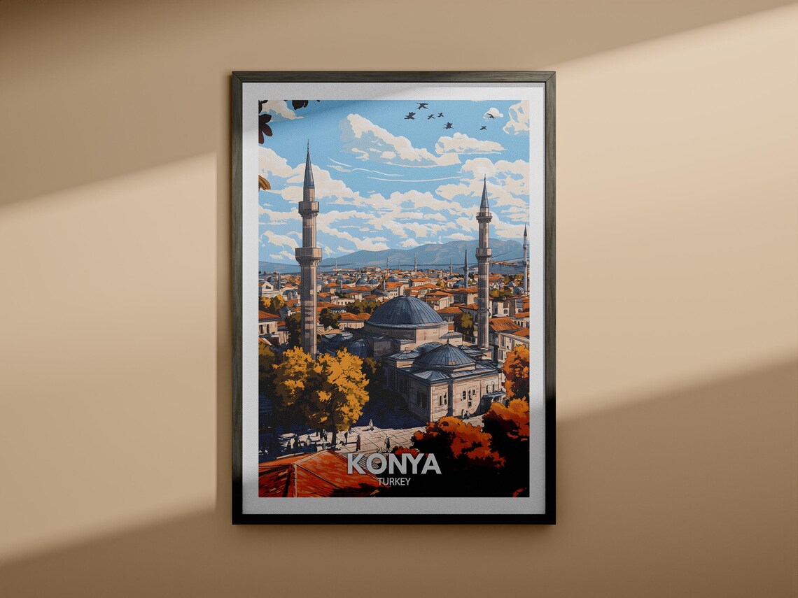 Konya Travel Print Turkey Konya Travel Poster Turkey Travel Poster Turkey Cityscape Wall Art Unique City Art Decor - Image 3