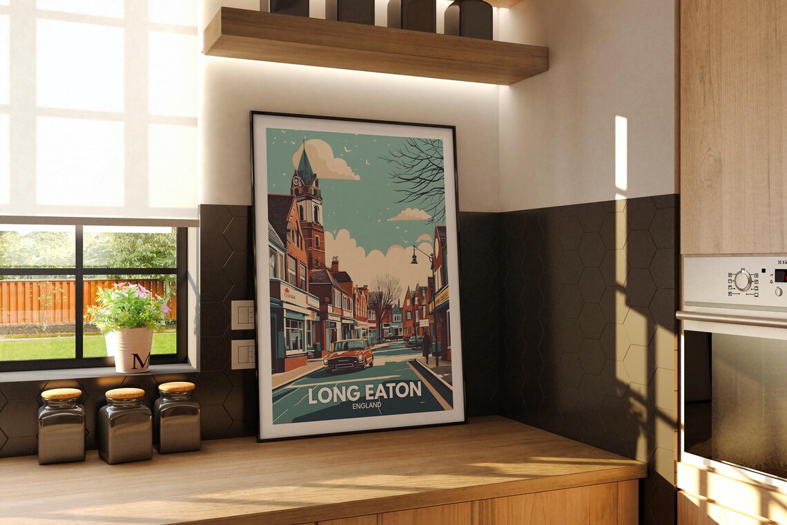 Long Eaton Travel Print England Long Eaton Travel Poster England Travel Poster United Kingdom Wall Art British Art Decor - Image 2