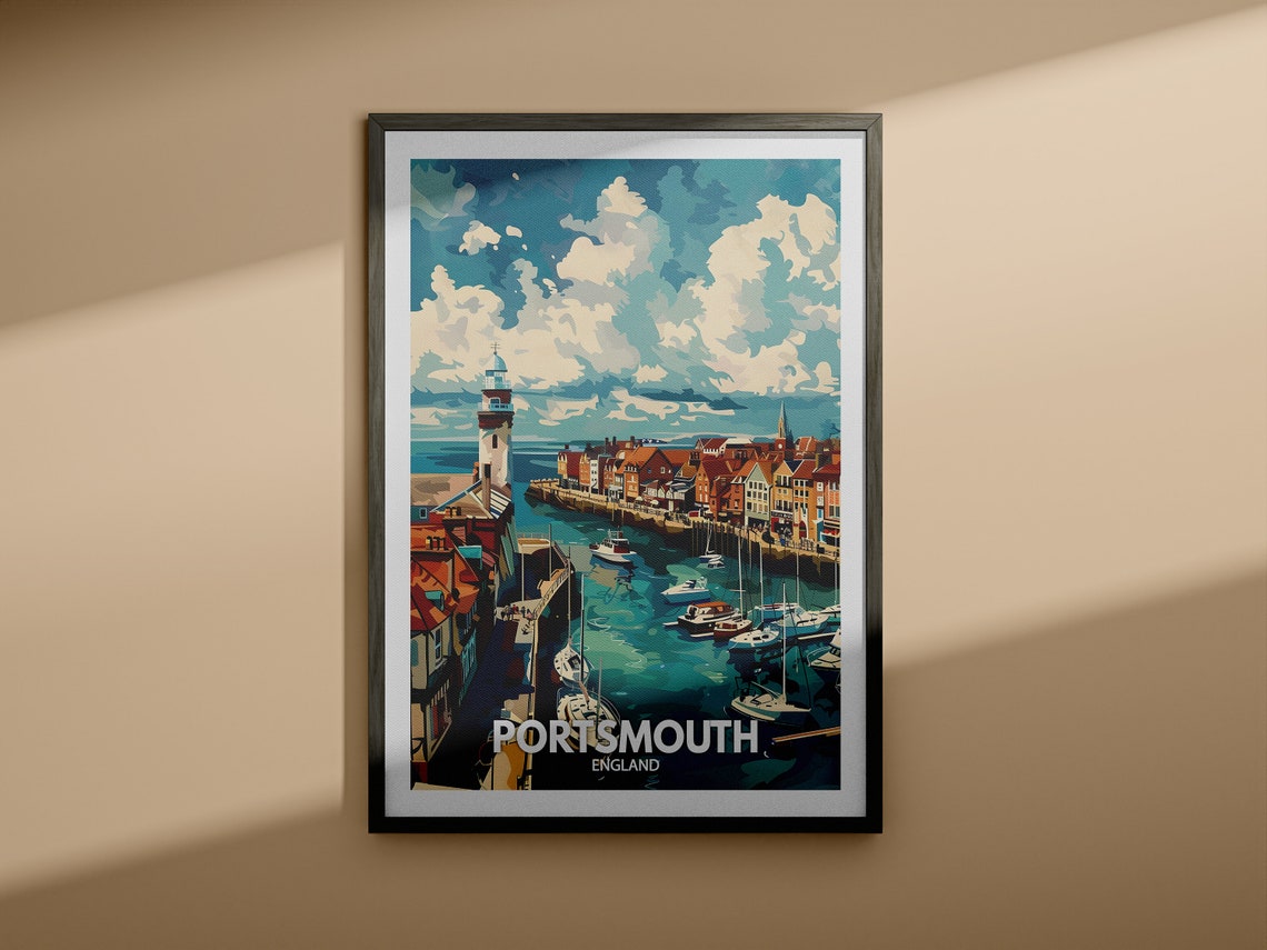 Portsmouth Art Print England Portsmouth Art Poster England Travel Poster United Kingdom Wall Art English Art Decor - Image 3
