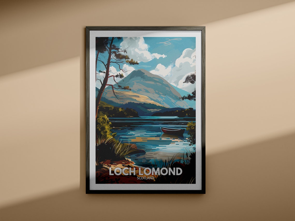 Loch Lomond Print Scotland Loch Lomond Poster Scotland Travel Poster Natural Lake Wall Art Lake View Art Decor Holiday Poster - Image 3