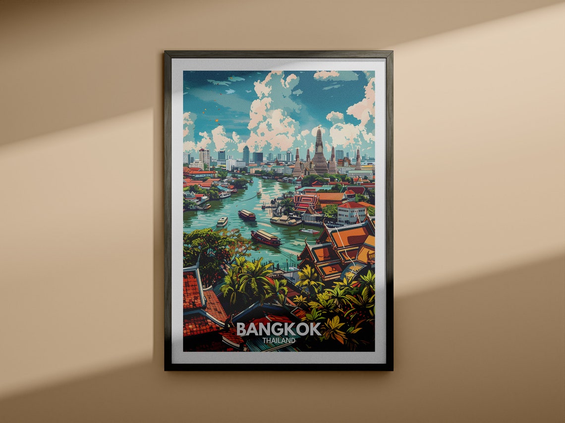 Bangkok Print Thailand Bangkok Travel Poster Thailand Travel Poster Thailand Cityscape Wall Art Unique City Decor - Image 3