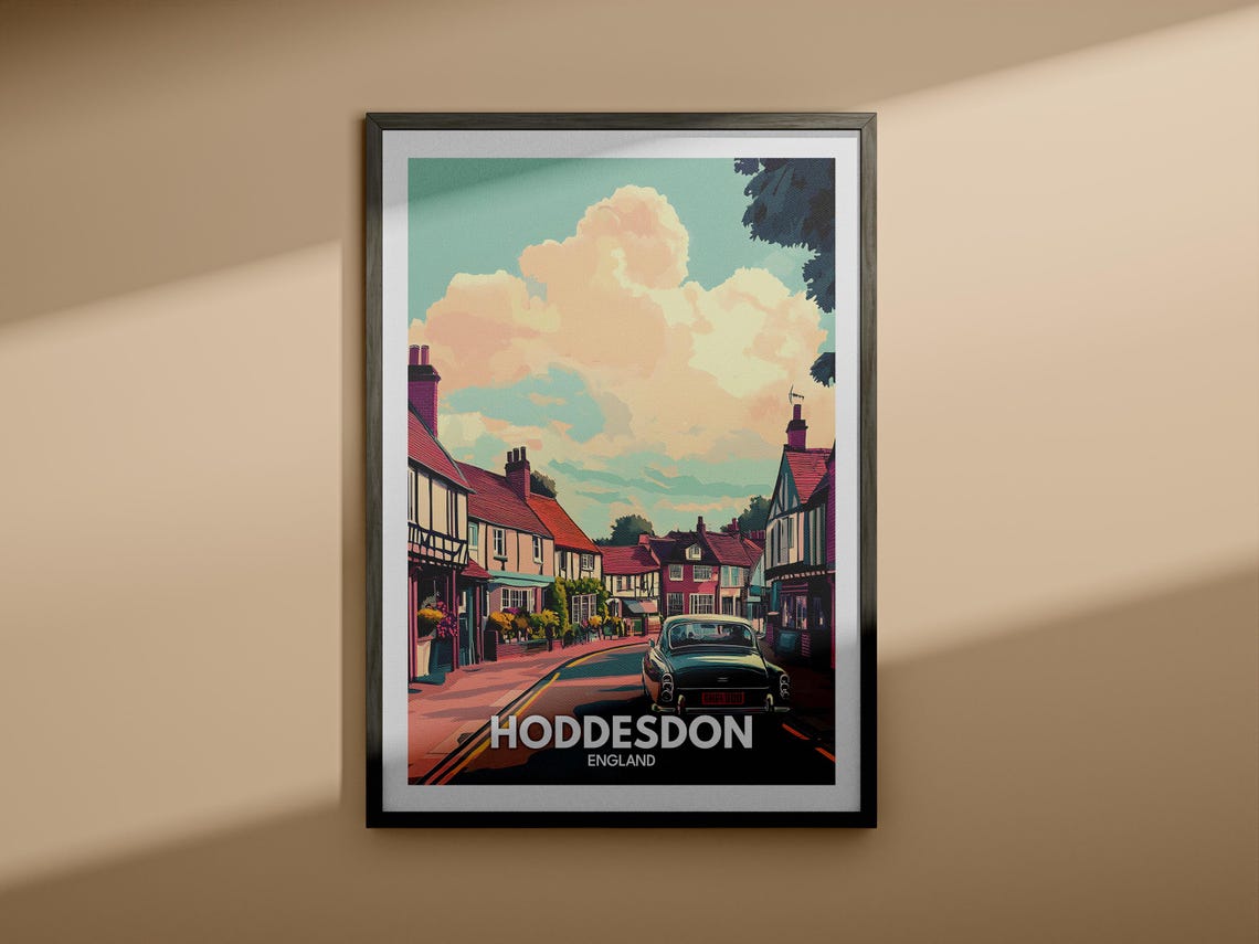 Hoddesdon Travel Print England Hoddesdon Travel Poster England Travel Poster United Kingdom Wall Art British Art Decor - Image 3