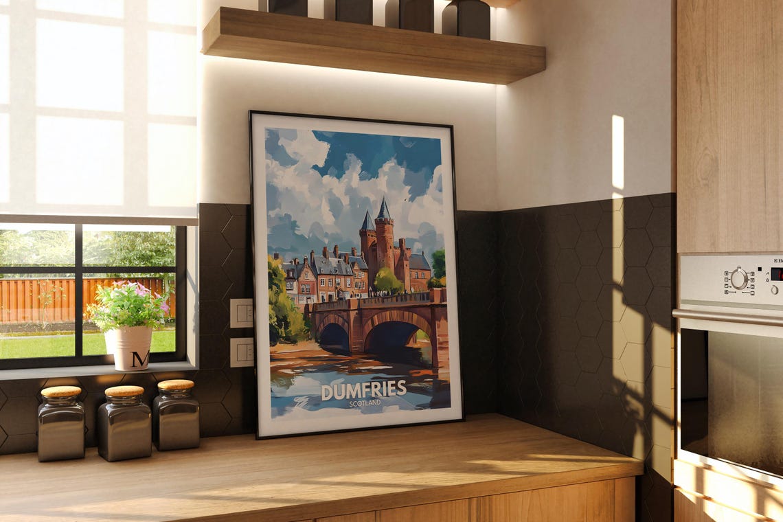 Dumfries Travel Print Scotland Dumfries Travel Poster Scotland Travel Poster United Kingdom Wall Art Scottish Art Decor - Image 2