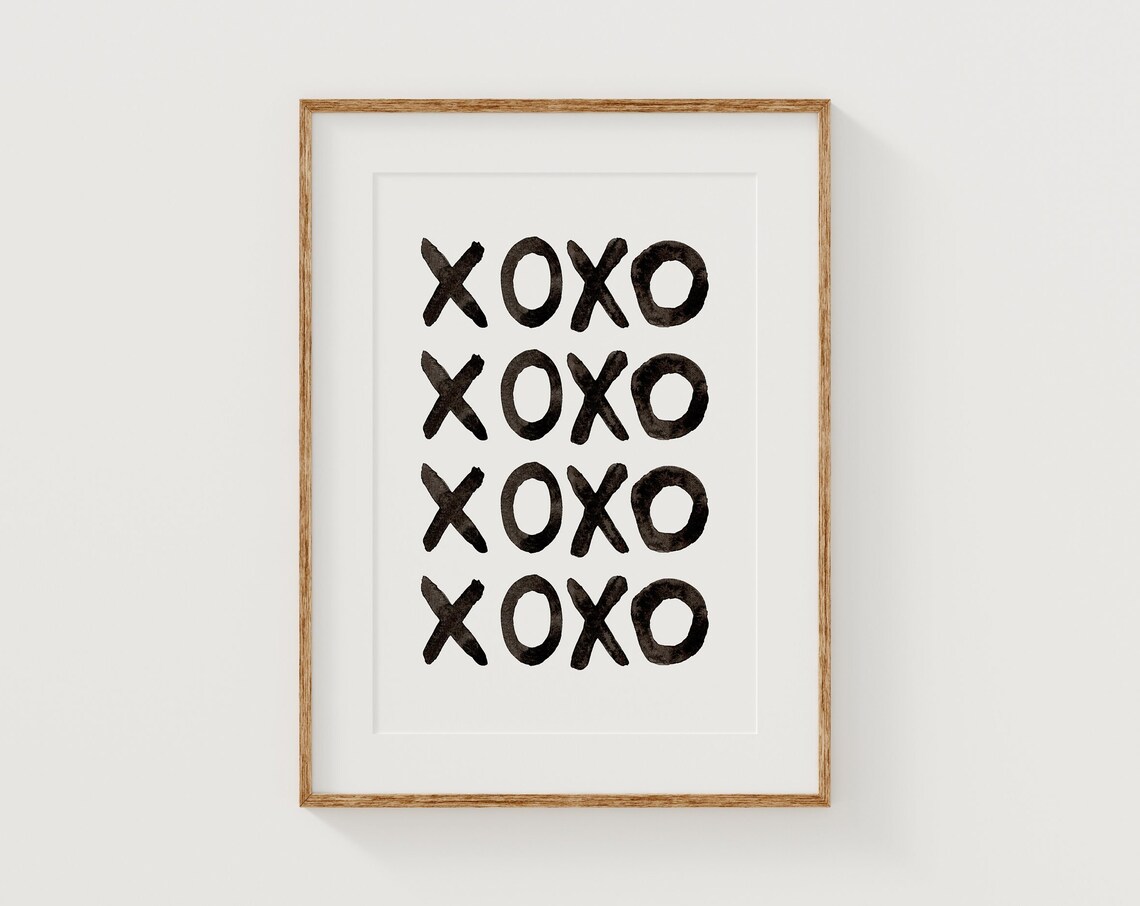 XOXO Watercolor Black Letter Valentine Love Quote Wall Print - Image 4