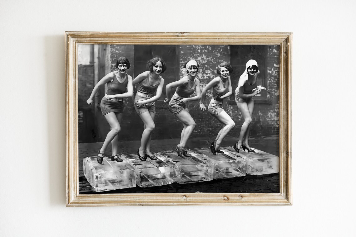 Vintage Women Dancing On Ice Charleston Art Print - Image 3