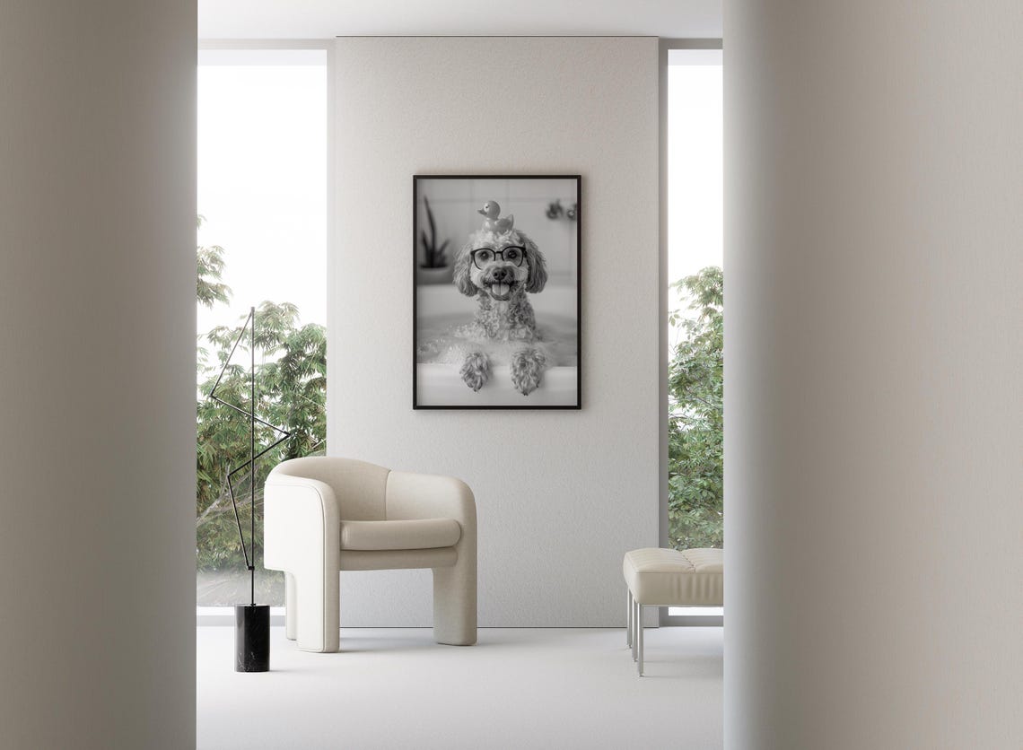 Cavapoo Bubble Bath With Rubber Duck Glasses Funny Dog Print - Image 3