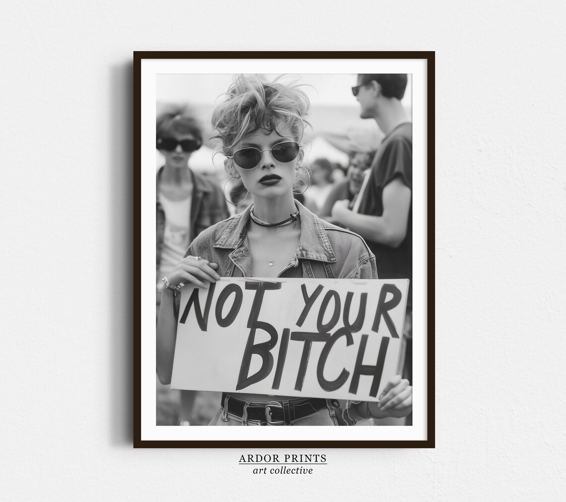 Feminist Not Your Bitch 70s Retro Wall Art Print