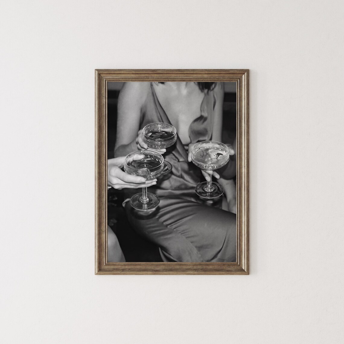 Women Toasting With Cocktail Glasses Black And White Celebration Poster - Image 2