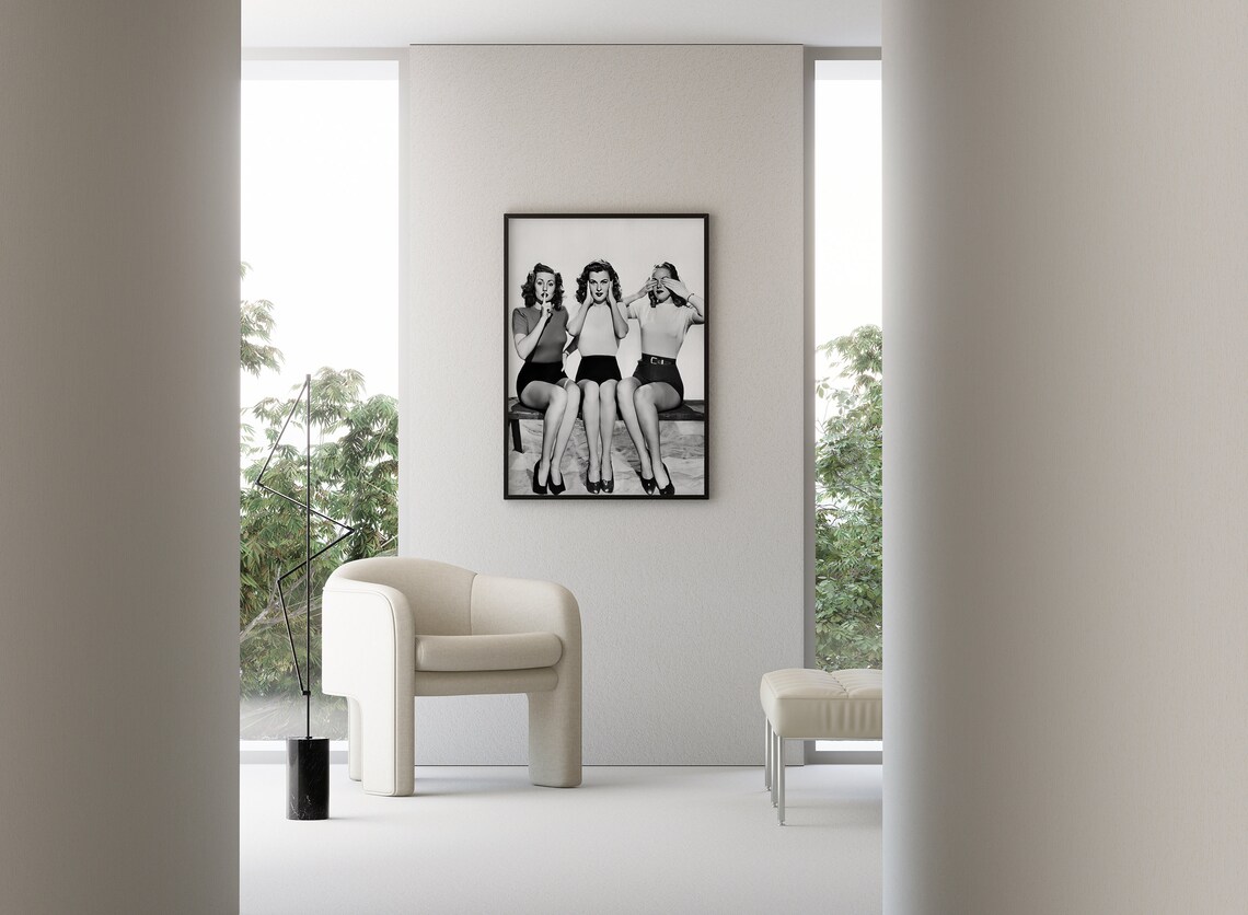 Speak No Evil Hear No Evil See No Evil Three Women Vintage Poster - Image 2