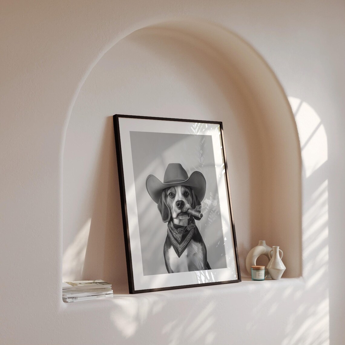 Beagle Cowboy Western Dog Art, Vintage Retro Poster - Image 4