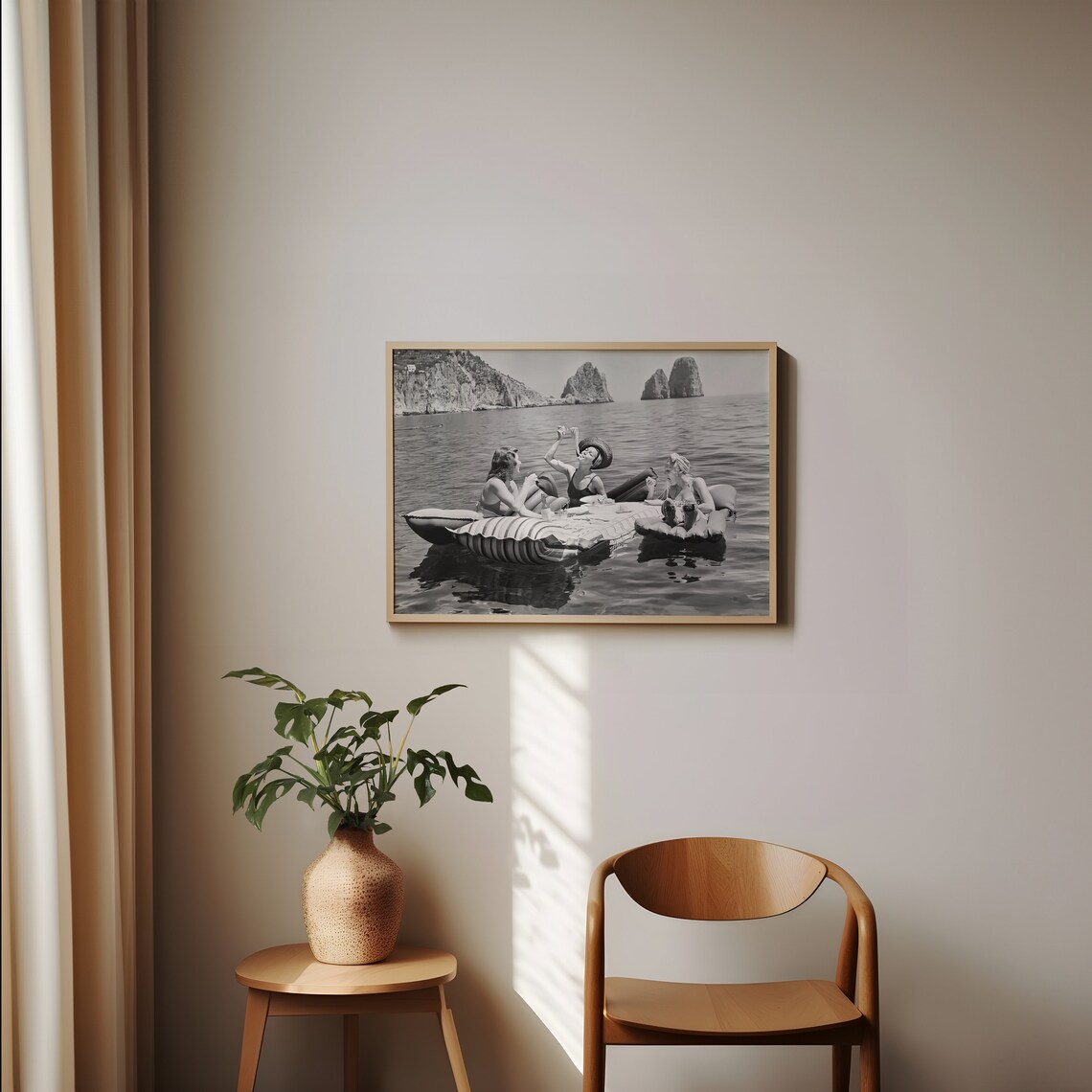 Women Eating Pasta on Water, Vintage Wall Art - Image 4