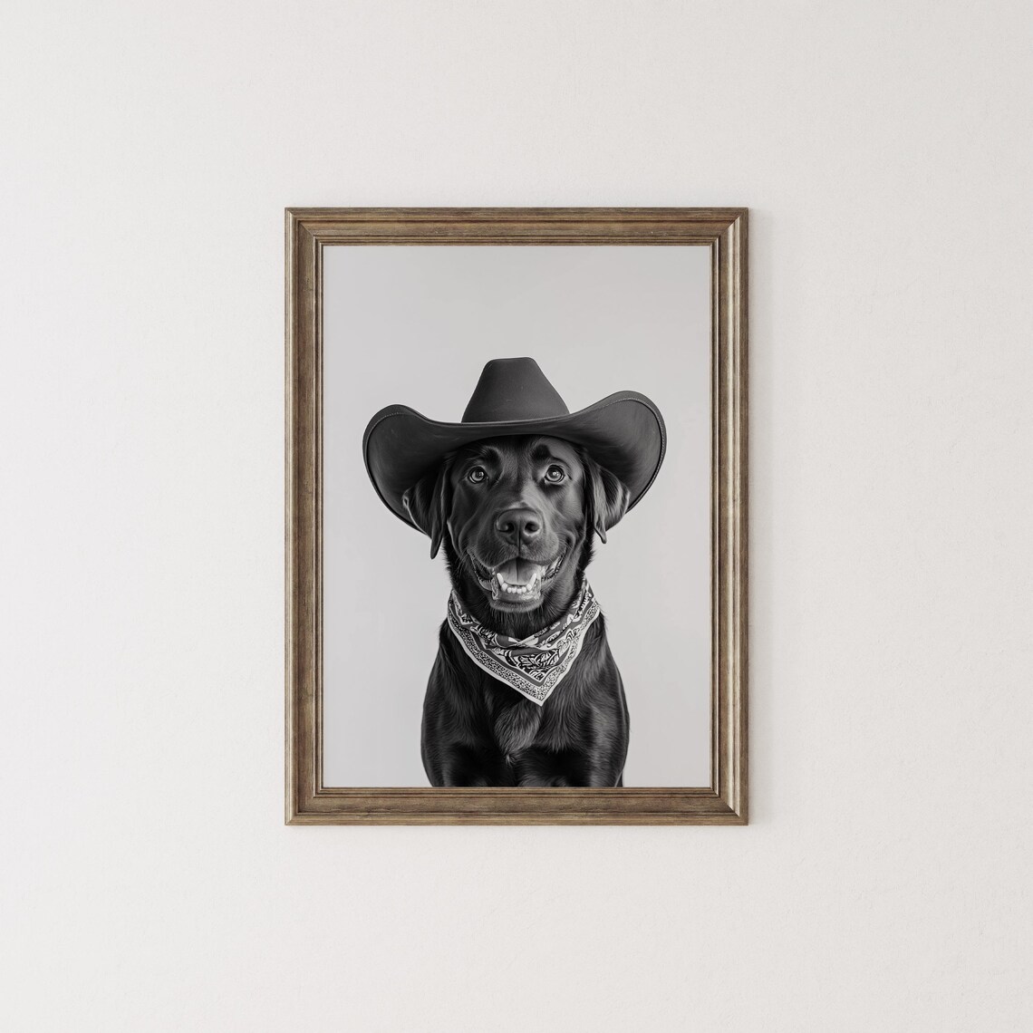 Chocolate Labrador Cowgirl Hat Western Dog Art Print - Image 2