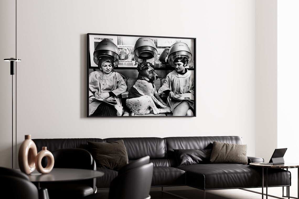 Women And Dog At Hair Salon Vintage Art Print - Image 4