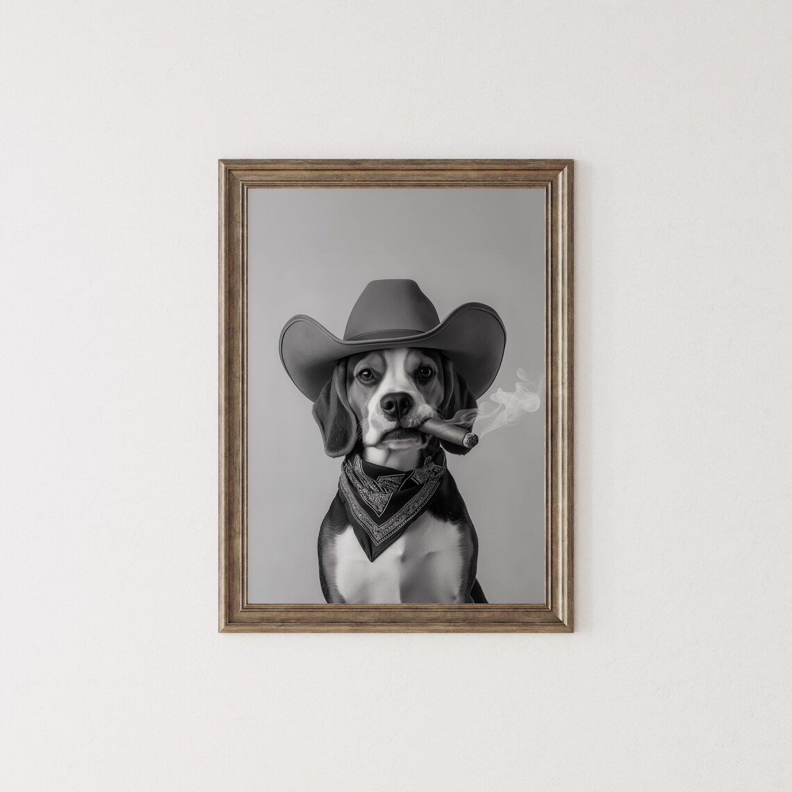 Beagle Cowboy Western Dog Art, Vintage Retro Poster - Image 2