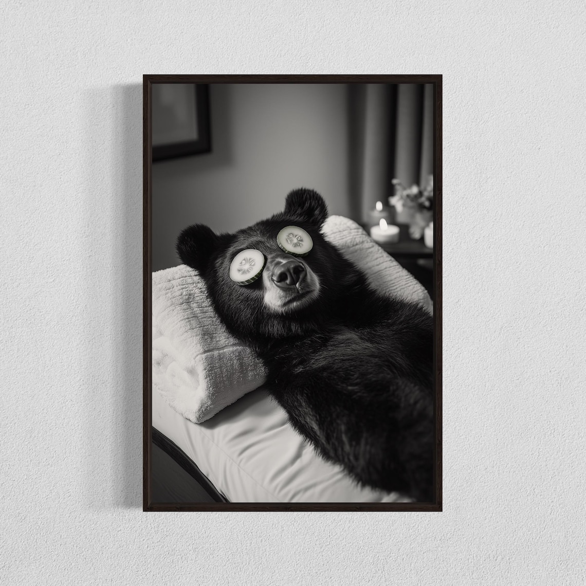 Spa Bear Art Print Relaxing Animal Wall Decor