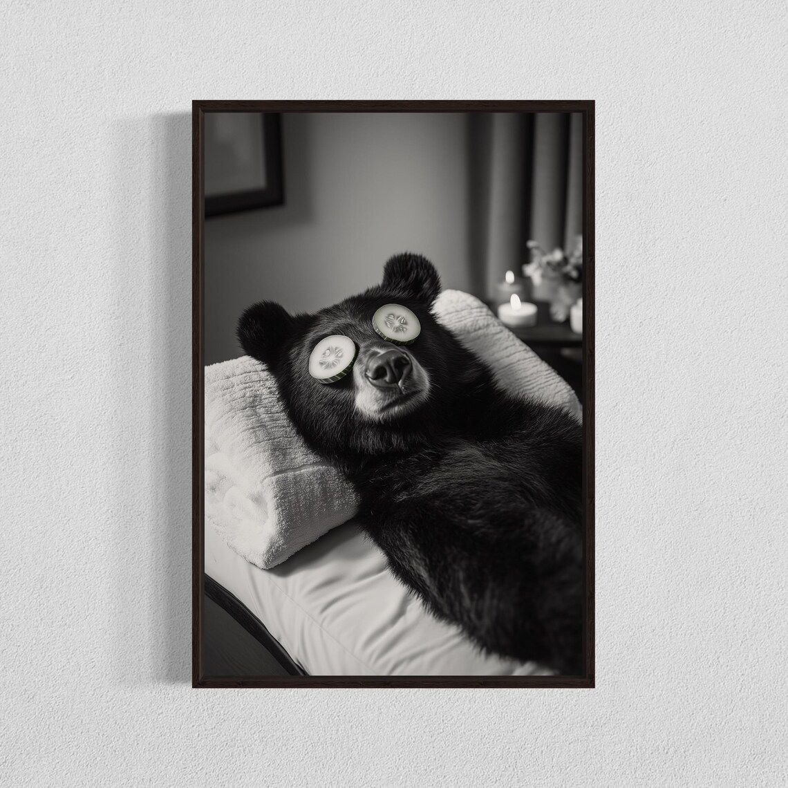 Spa Bear Art Print Relaxing Zen Nursery Decor
