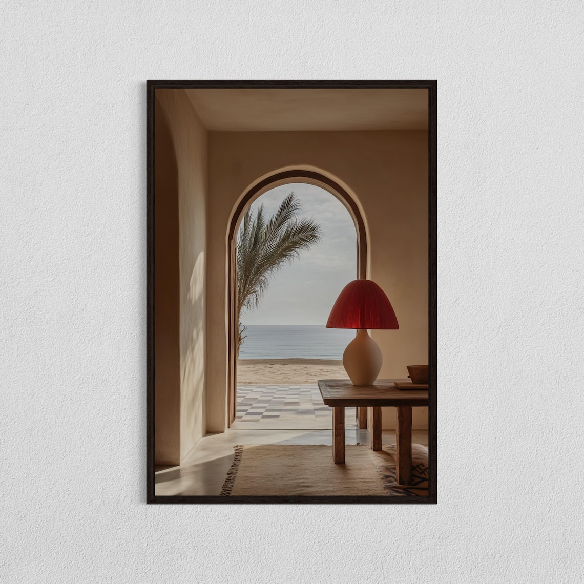 Mediterranean Arched Window Art Print, Coastal Decor