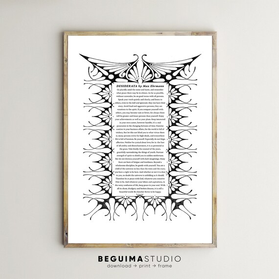 Desiderata Prints Poem Wall Art Max Ehrmann Inspirational Quote Poster Home Decor Motivational Text Literature