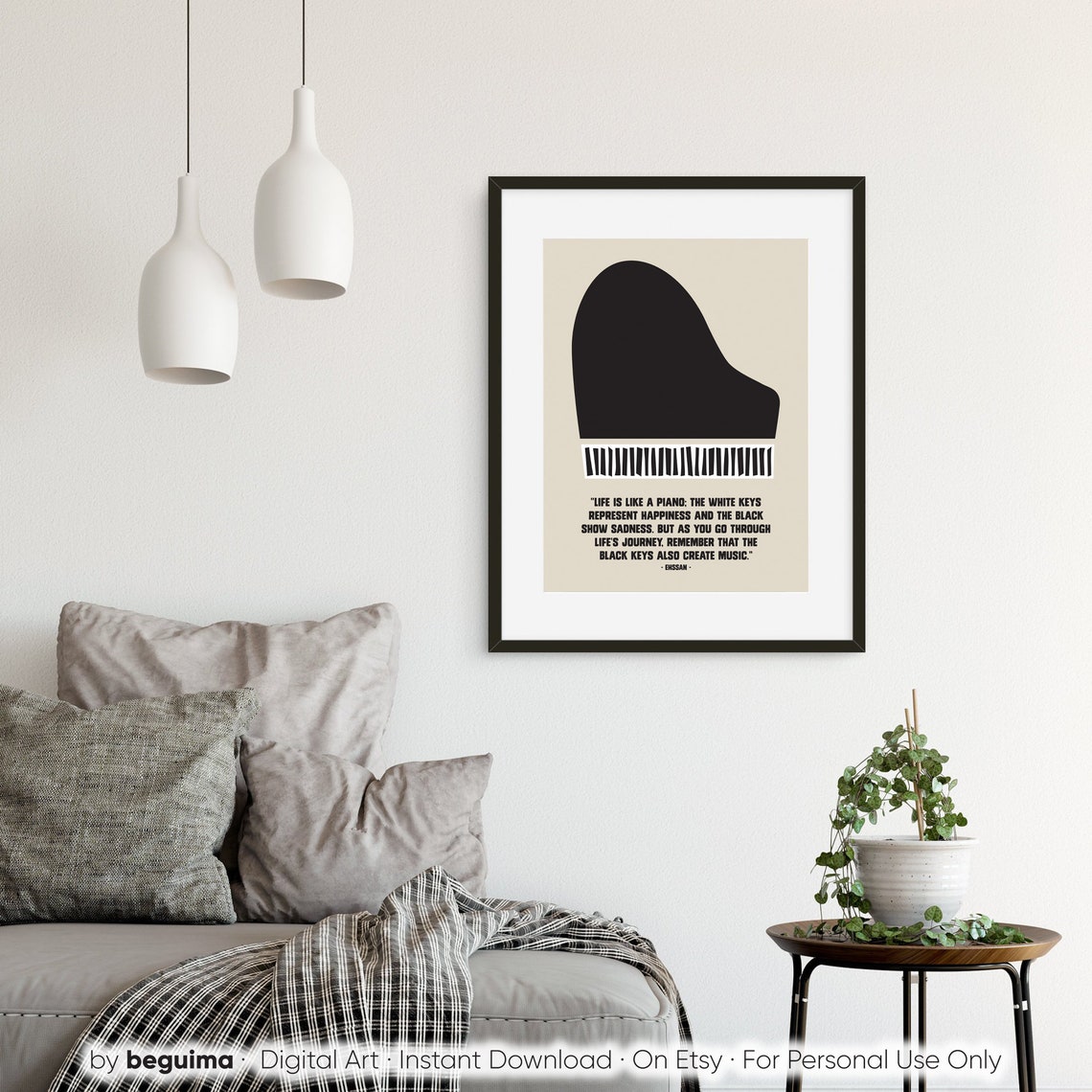 Life Is Like a Piano Inspirational Music Quote for Piano Lover Poster - Image 2