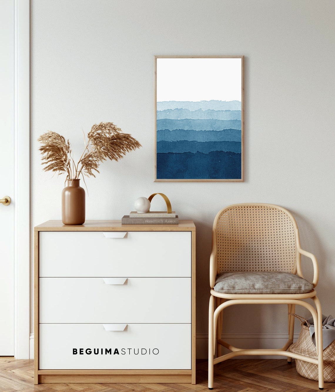 Blue Watercolor Layered Ocean Gradient Abstract Seascape Poster - Image 4