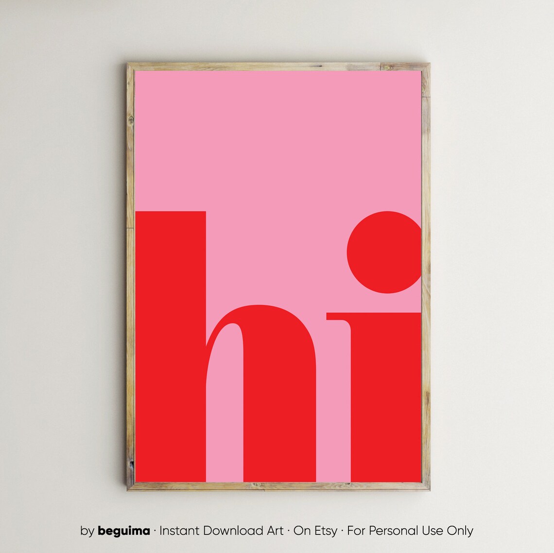 Hi Hello Typography Wall Art Print for Entryway