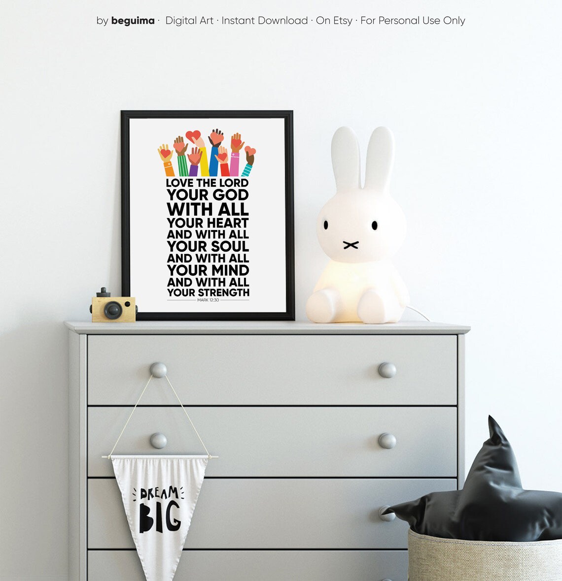 Love The Lord Your God Bible Verse Art Print - Image 2