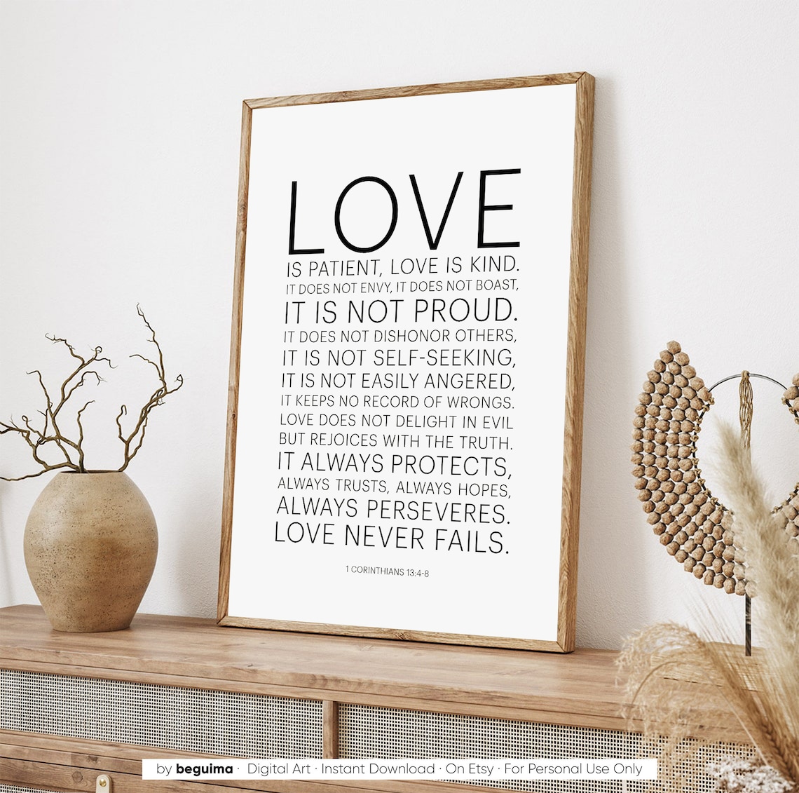 1 Corinthians 13:4-8 Love Is Patient Scripture Print - Image 3