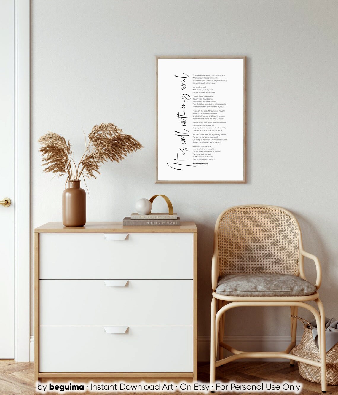 It Is Well With My Soul Christian Hymn Lyrics Elegant Script Typography Print - Image 2