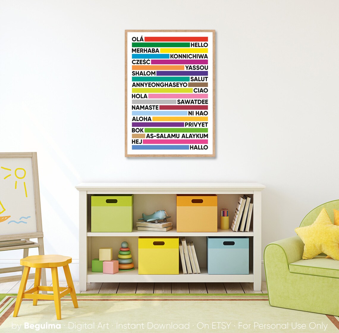 Hello in Different Languages Art Print, Kids Decor - Image 4