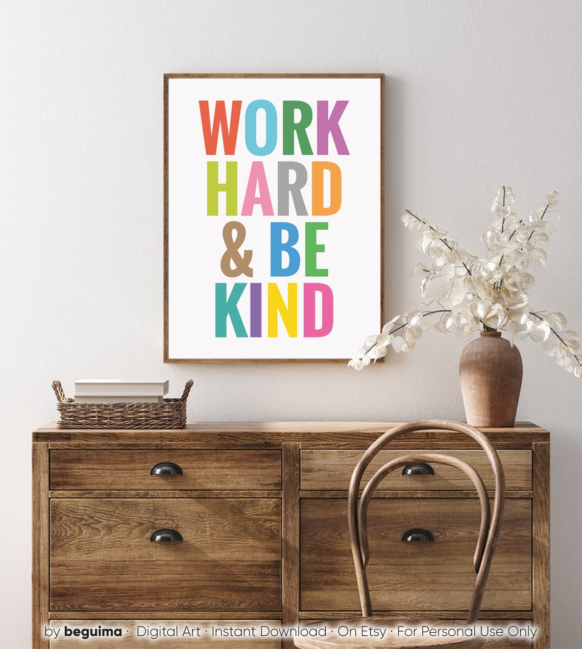 Work Hard and Be Kind Bold Colorful Classroom Motivation Poster - Image 4