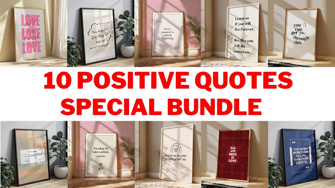 10 Positive Quotes Special Bundle Motivational Affirmation Poster