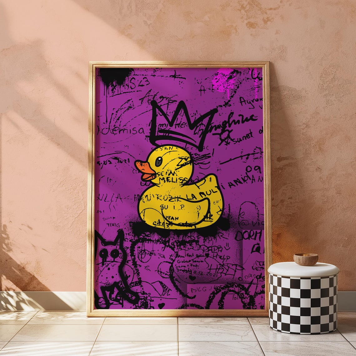 Graffiti Rubber Duck Purple Street Art Pop Urban Crown Poster