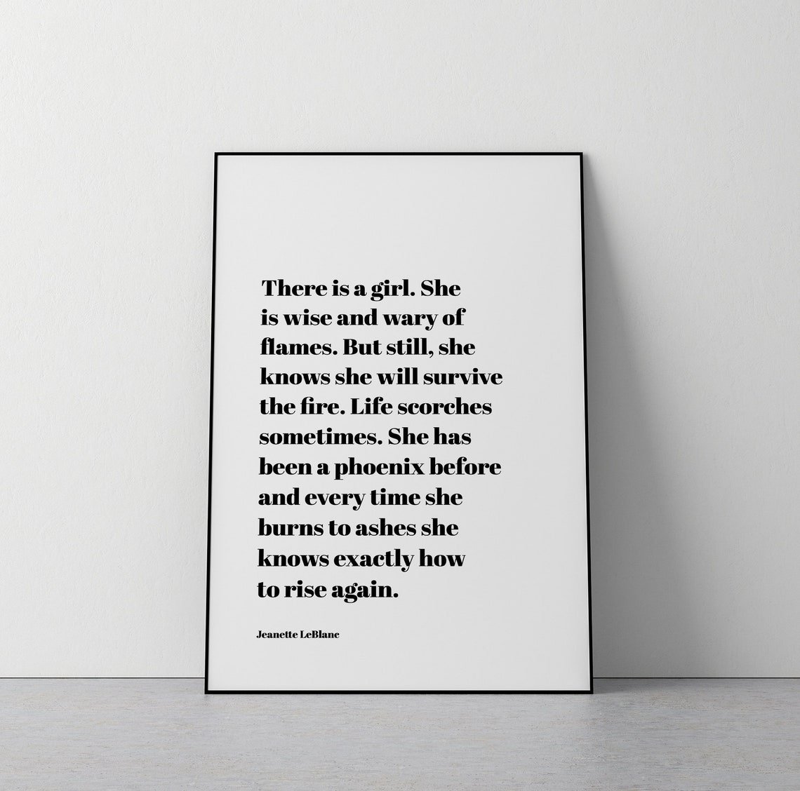Rise Again Phoenix Quote Poster Self Love Typography Jeanette LeBlanc