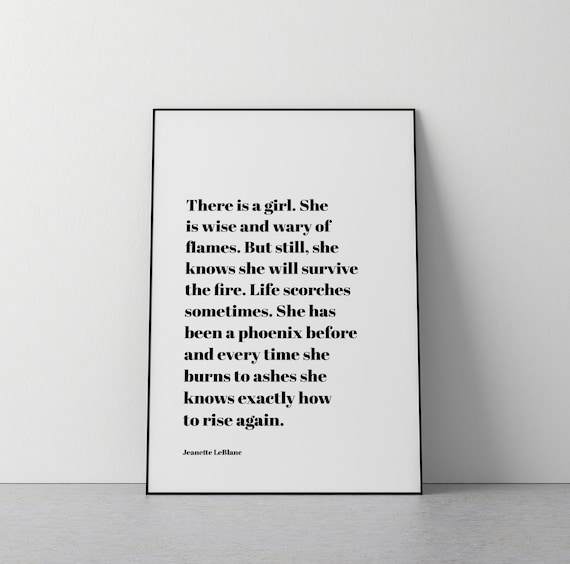 Rise Again Phoenix Quote Poster Self Love Typography Jeanette LeBlanc