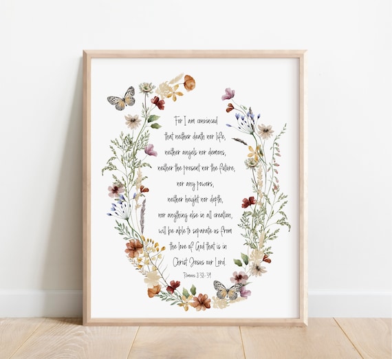 Romans 8 38 Nothing Can Separate Us Wildflower Wreath Poster