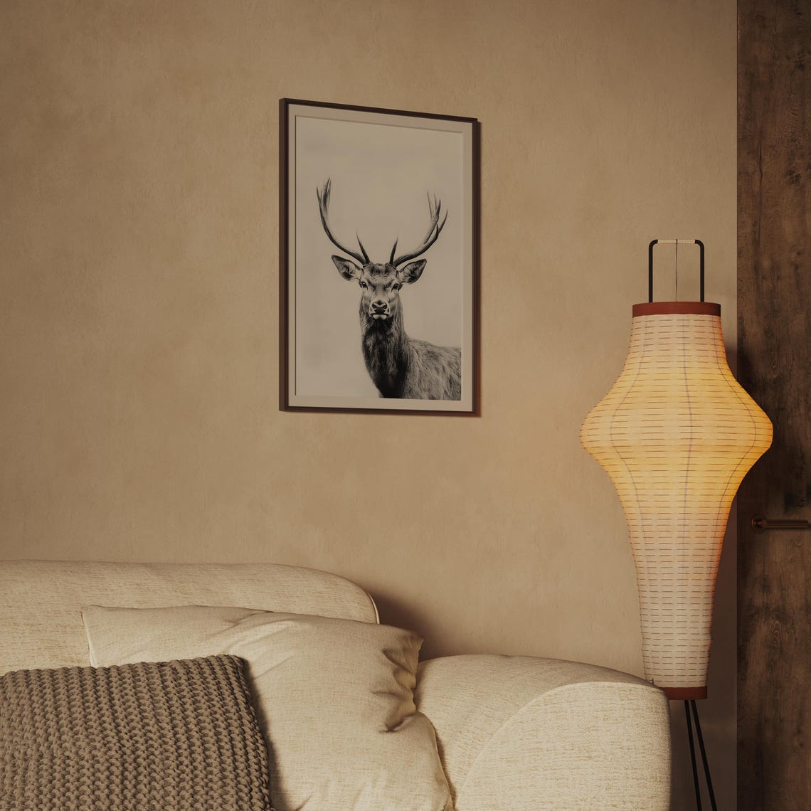 Majestic Stag Portrait Minimalist Black and White Deer Head Poster - Image 2