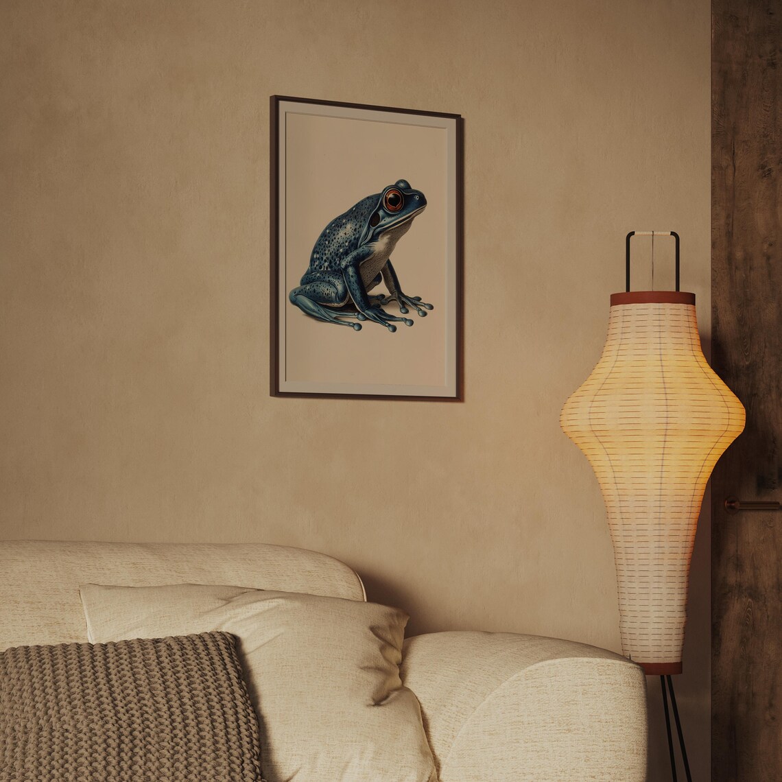 Blue Frog Vintage Amphibian Cobalt Oil Painting Nursery Art Poster - Image 2