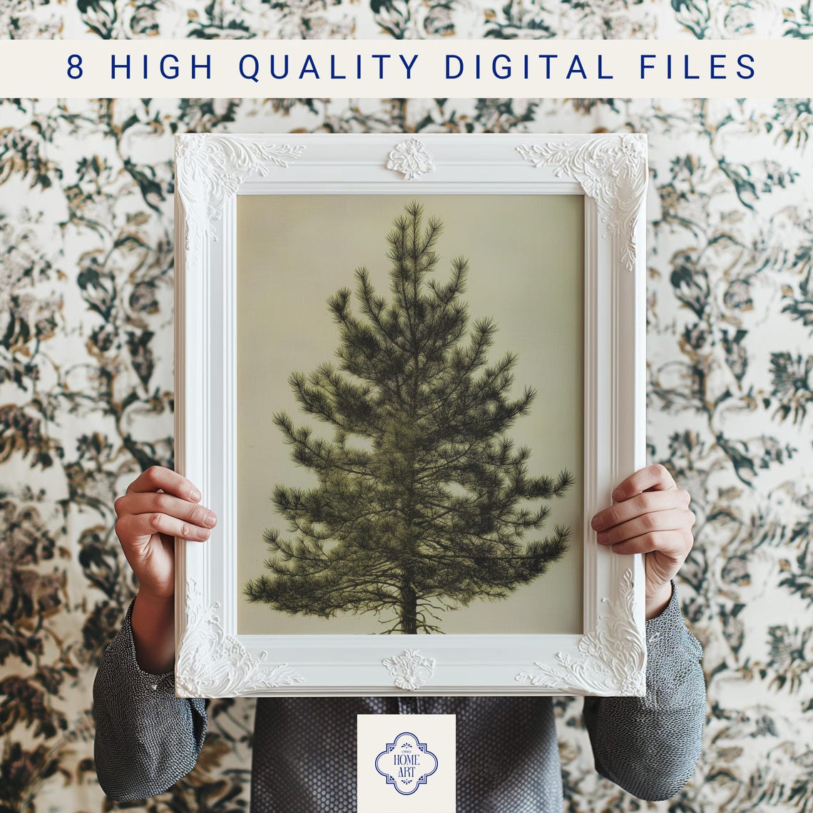 Lone Evergreen Pine Tree in Misty Fog Neutral Minimalist Nature Poster - Image 3