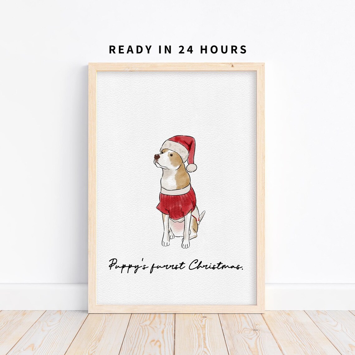 Pet Christmas Watercolor Illustration Custom Hand Drawn Pet Portrait Christmas Gift For Pet Lover Watercolor Pet Art Holiday Dog Art