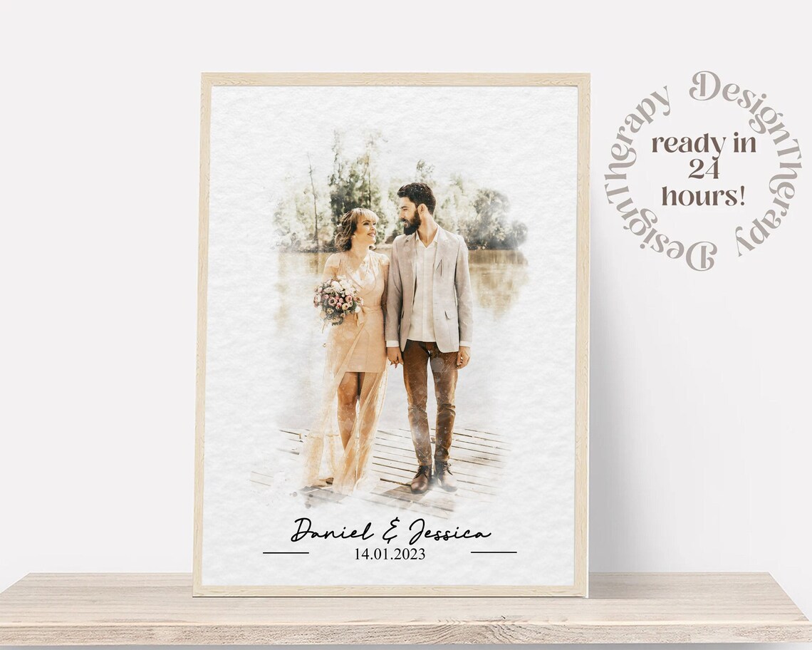 Custom Watercolour Couple Portrait Art Print
