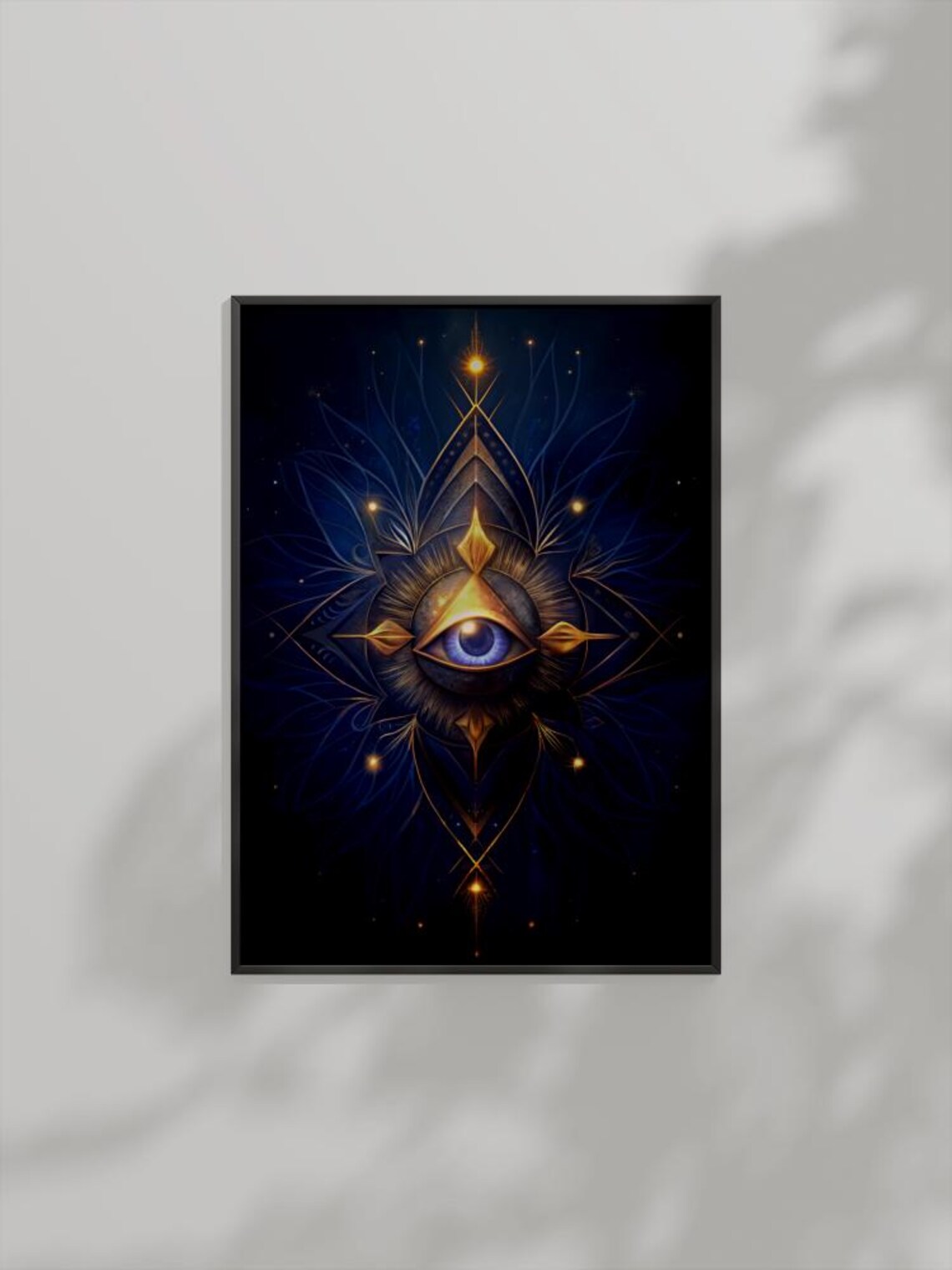 Mystical Third Eye Art Spiritual Mandala Visionary Gold Blue Poster