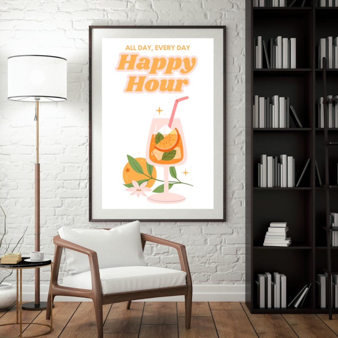 Happy Hour Cocktail Quote Art Print - Image 2