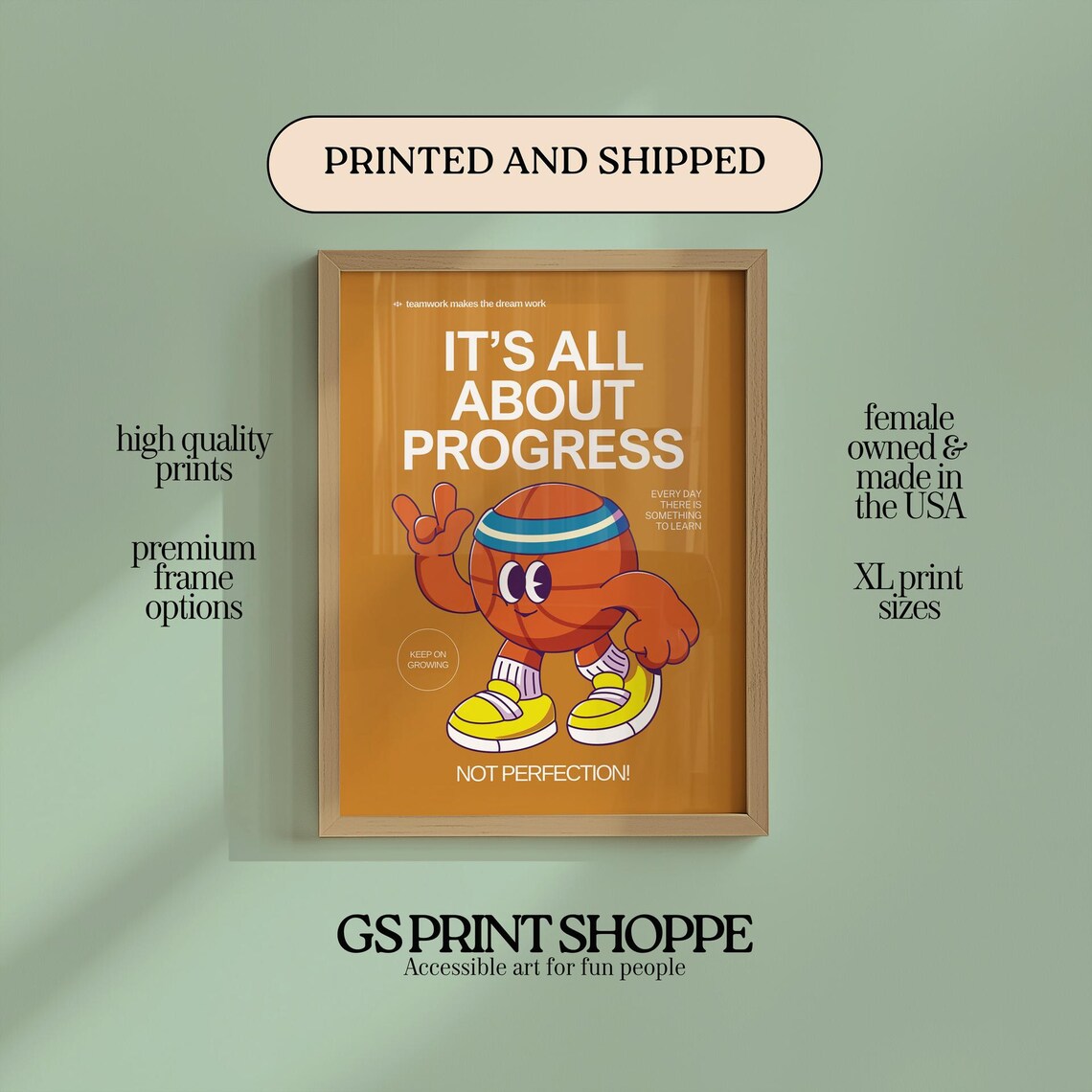 Its All About Progress Basketball Character Sports Motivational Poster