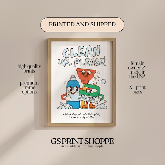 Clean Up Please Classroom Cleaning Crew Sign Poster for Kids